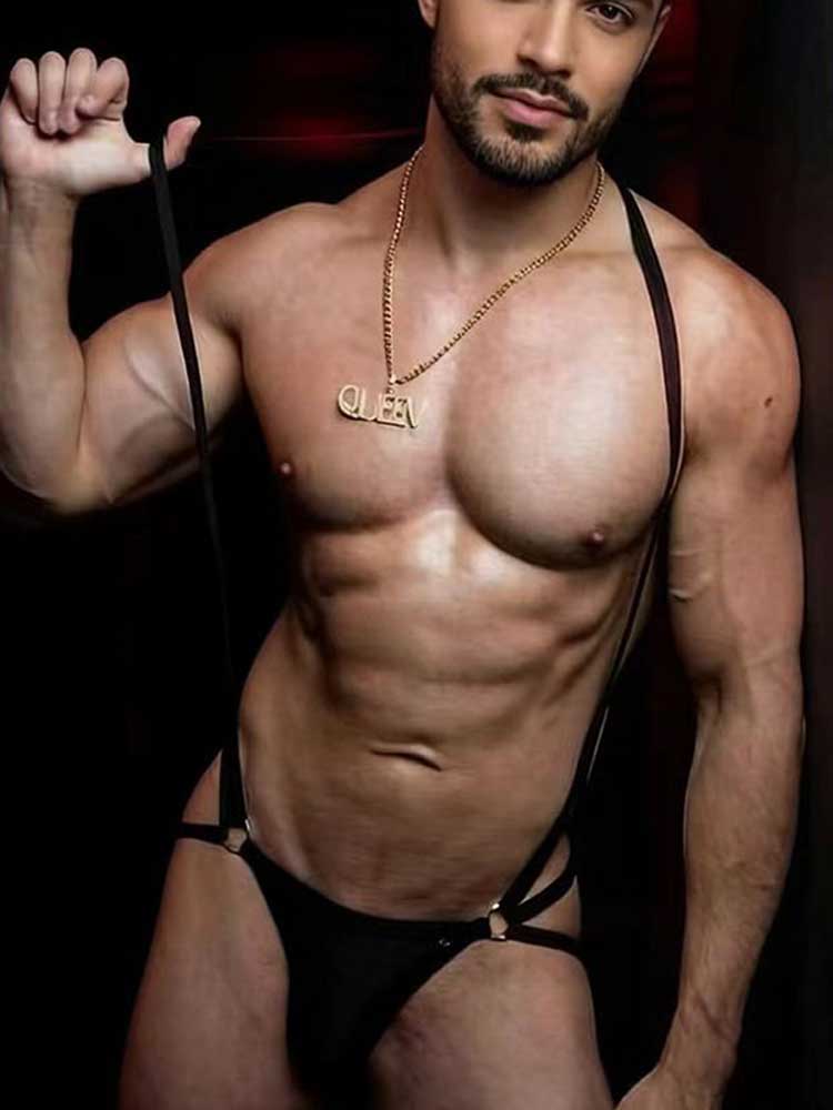 Men's Sexy Low-Rise Cut-Out High-Stretch Halter Thong