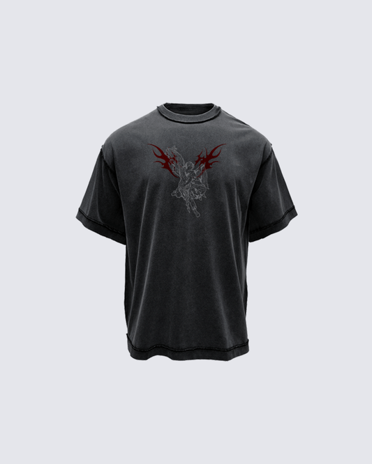 Gothic Angel Graphic Oversized T-shirt