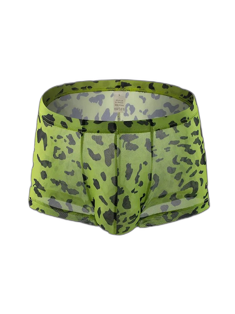 4 Pack Leopard Print See-through Mesh Trunks