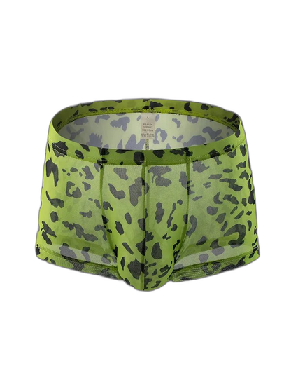 4 Pack Leopard Print See-through Mesh Trunks