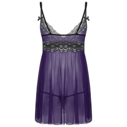 Mesh Floral Lace Sissy Mini Nightgown Set