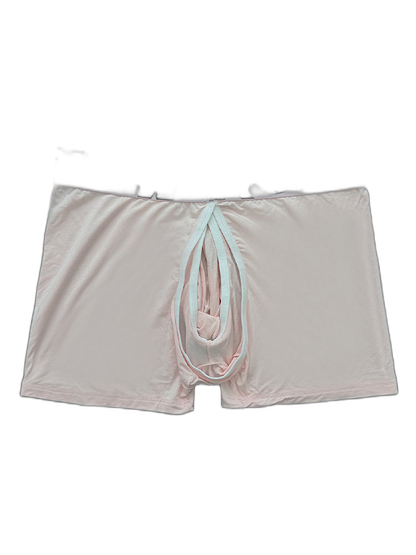 Men's Detachable Pouch Easy-Access Open Fly Modal Split-Crotch Boxers Briefs