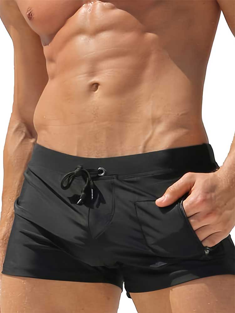 Men's Casual Vertical Pocket Quick-Drying Swim Trunks
