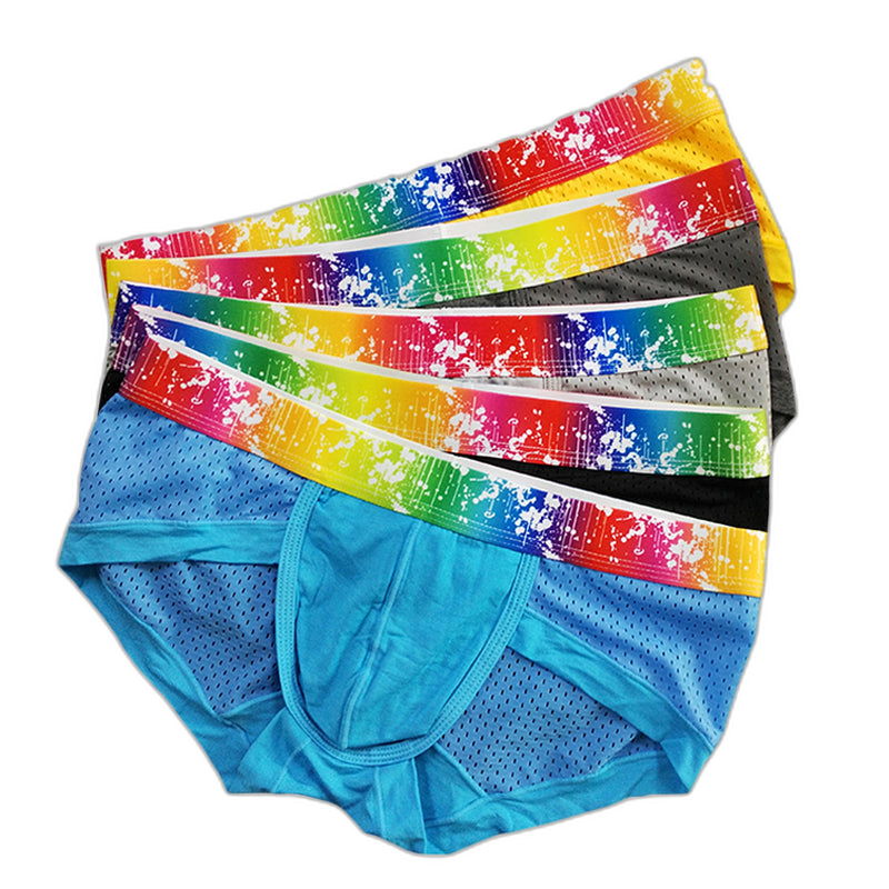 4 Pack Breathable Modal Colored Belt Briefs-rainbow pride underwear