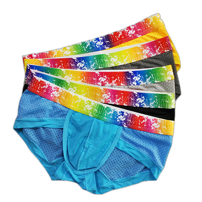 4 Pack Breathable Modal Colored Belt Briefs-rainbow pride underwear