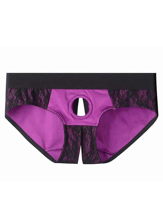Men's Sexy Lace Open-Crotch Ring-Detail Briefs