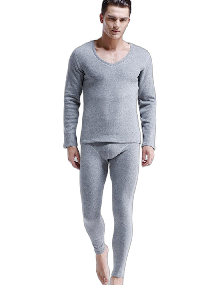 V-Neck Thermal Underwear With Fleece Lined