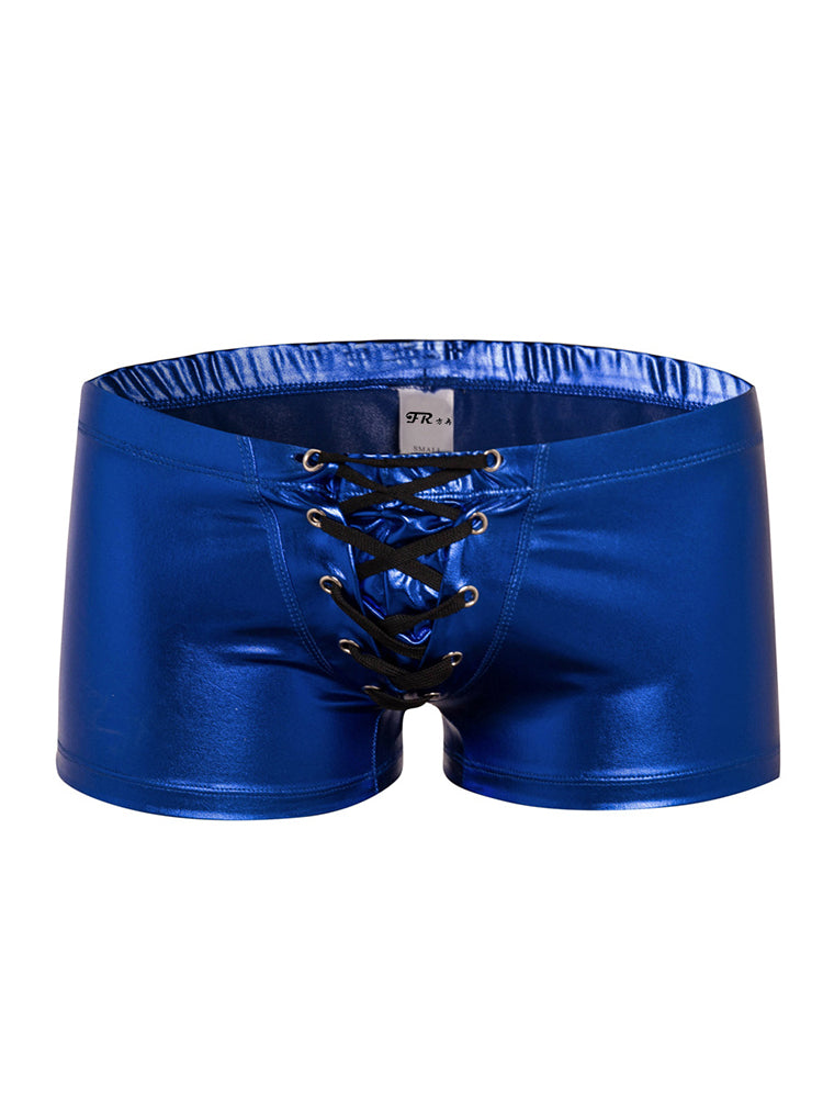 Faux Leather Trendy Swim Boxers