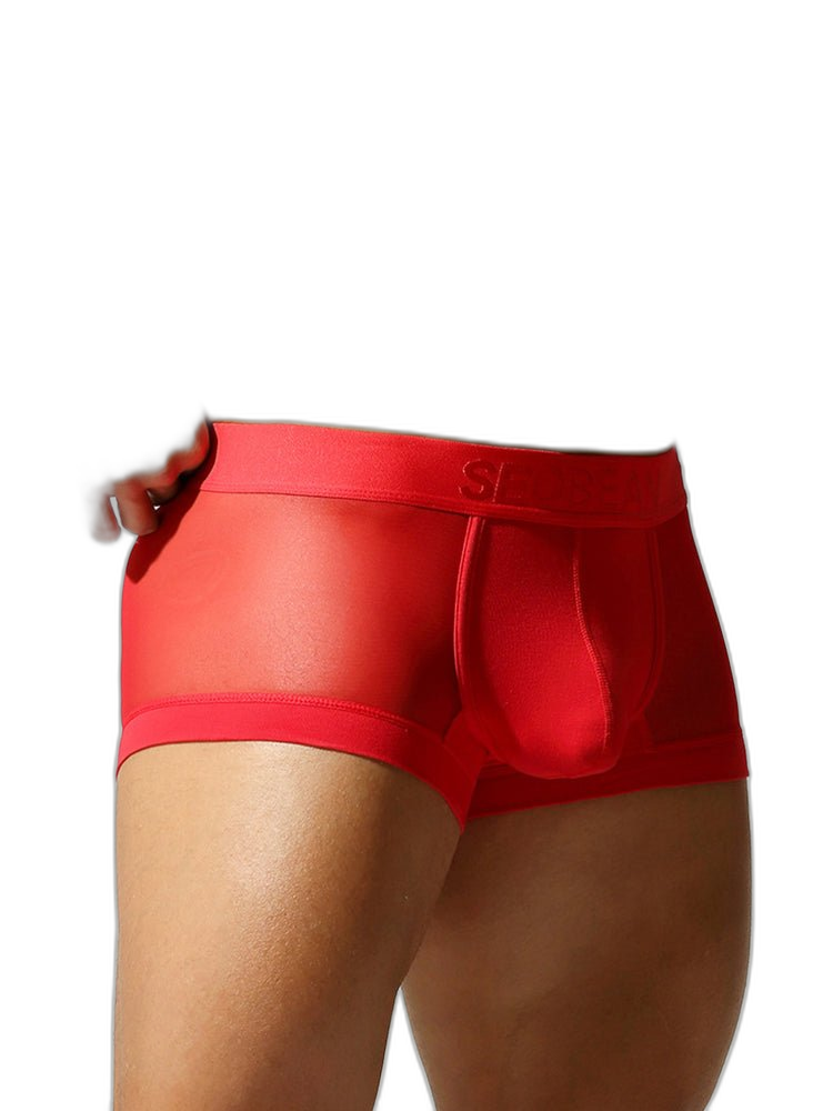 2 Pack Men's Stay-Put Fit Lightweight & Airy Solid Color Semi-Transparent Trunks