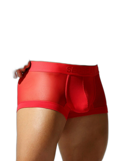 2 Pack Men's Stay-Put Fit Lightweight & Airy Solid Color Semi-Transparent Trunks