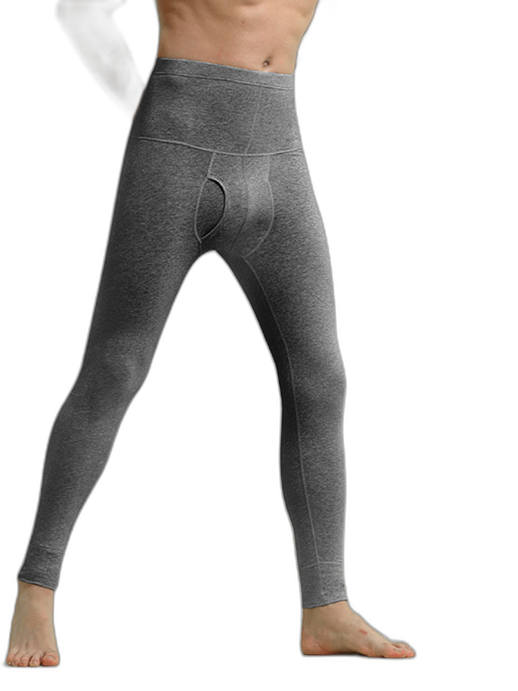 Men's High-rise Cotton Thermal Bottoms With Fly