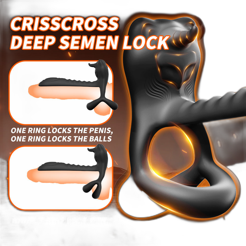Bull Cock Ring - Vibrating Cock Ring - Double Penetration Cock and Ball Ring