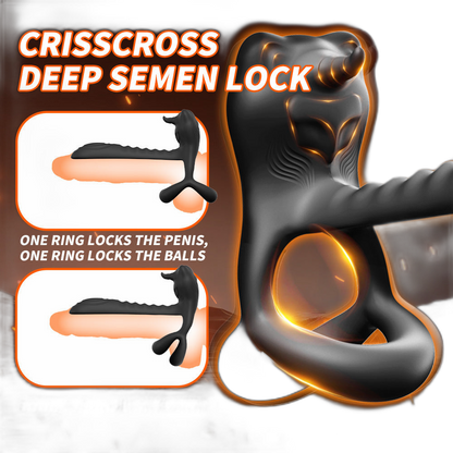 Bull Cock Ring - Vibrating Cock Ring - Double Penetration Cock and Ball Ring