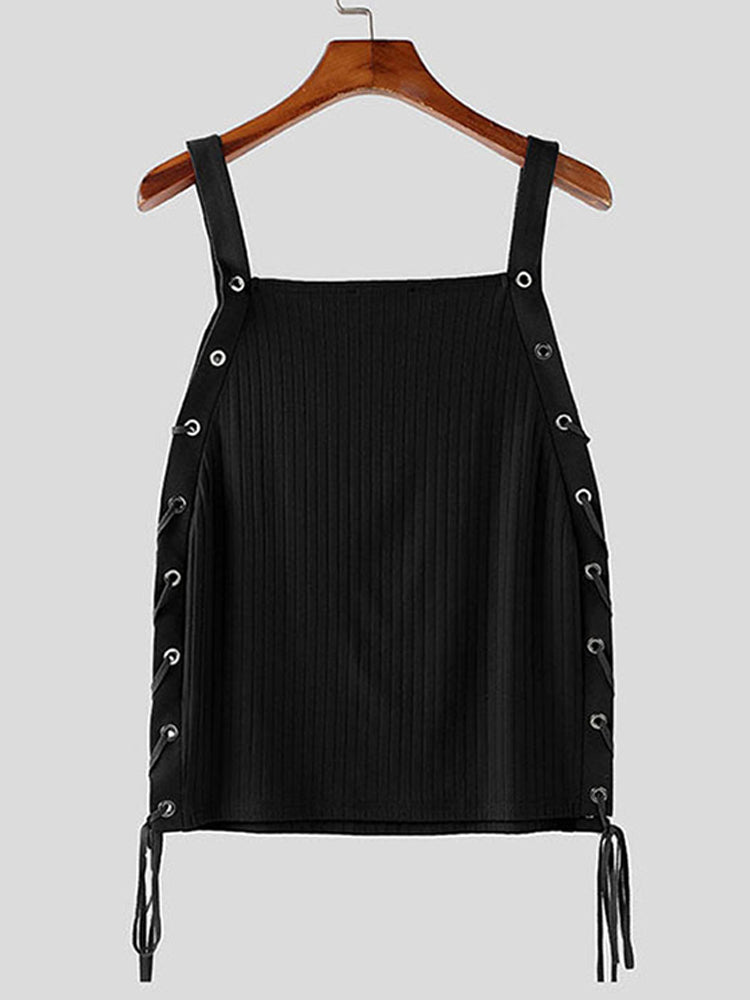Men's Lace-Up Design Sexy Cut-Out Tank Top