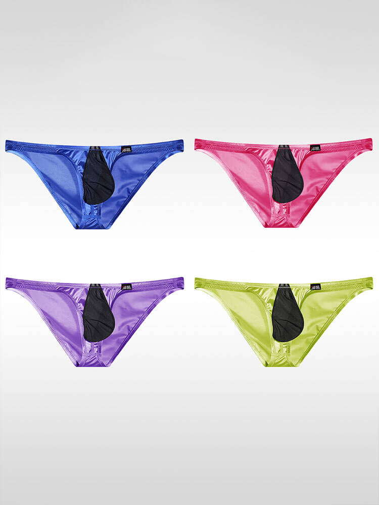 Men's Ultra-Thin Ice Silk Color-Blocked Briefs