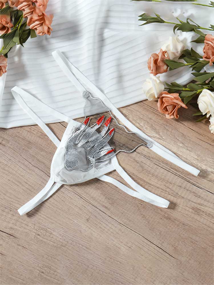 Men's Sexy Lace Embroidered Thin Strap Hollow Thong
