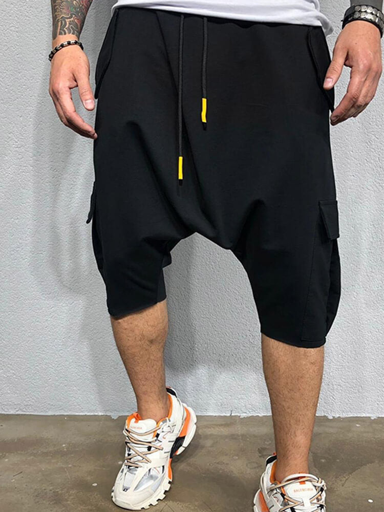 Men's Street Loose Drawstring Harem Cropped Pants