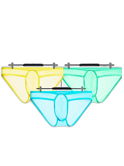 2 Pack Men's Ice Silk Breathable Sexy Low-Rise Anti-Odor Briefs