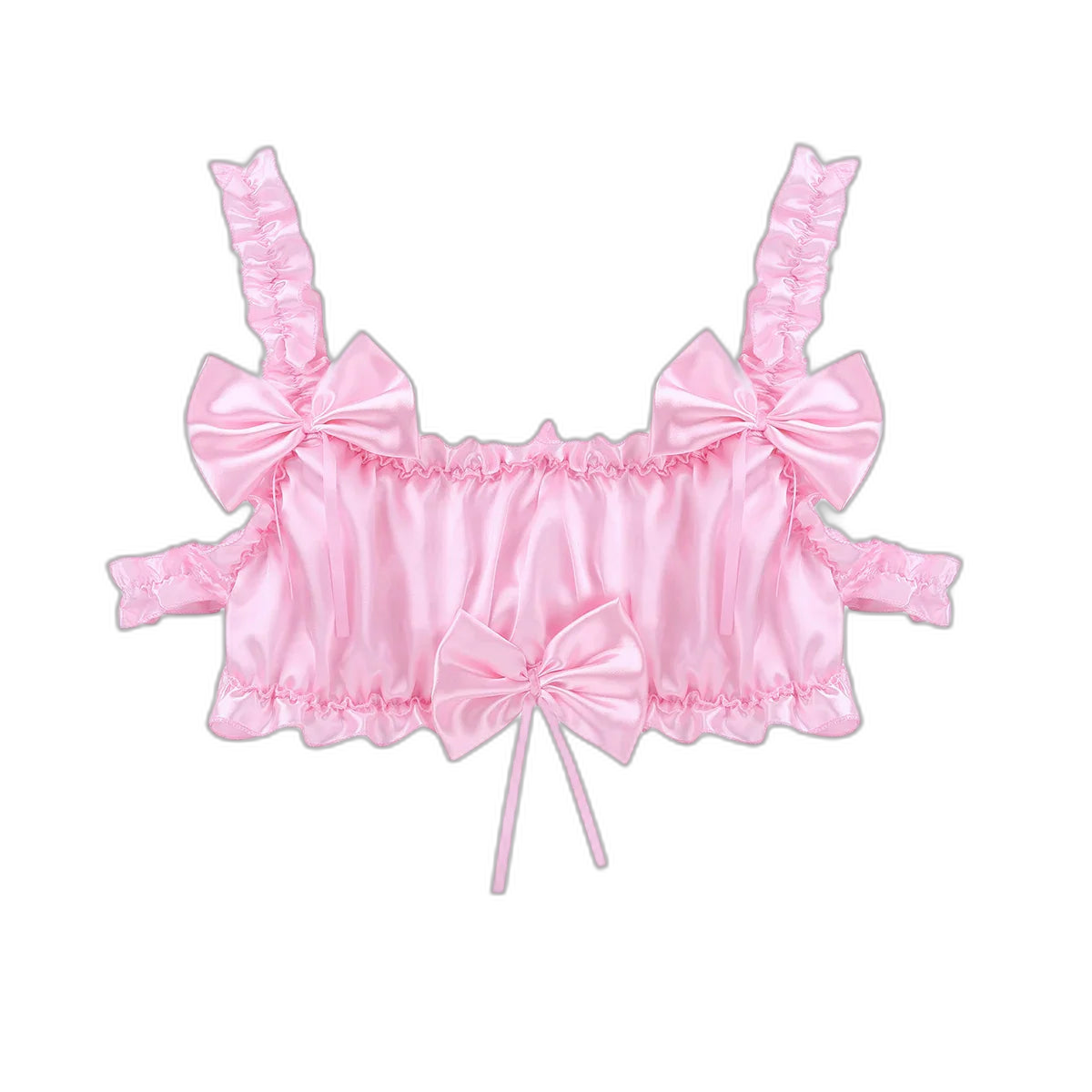 Androgynous Ruffled Satin Crop Top Lingerie