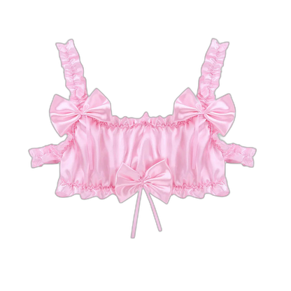 Androgynous Ruffled Satin Crop Top Lingerie