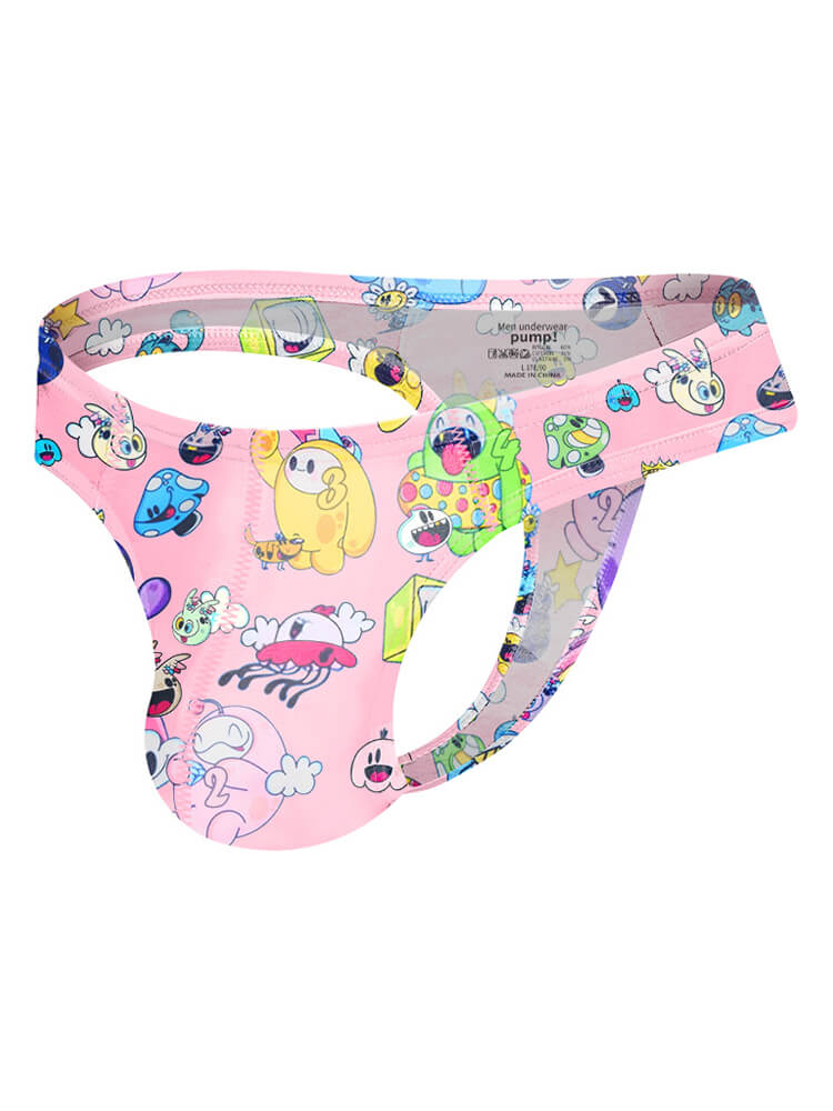 Men's Cartoon Print Sexy Low Rise Thong