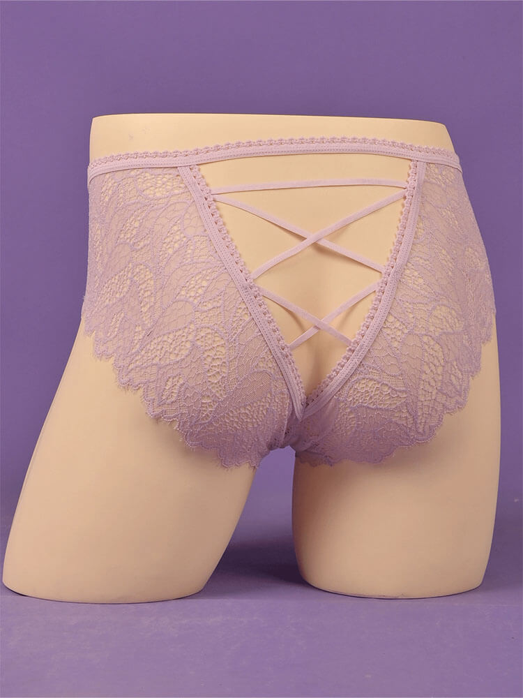 Men's Sexy High-Waisted Cut-Out Lace Briefs