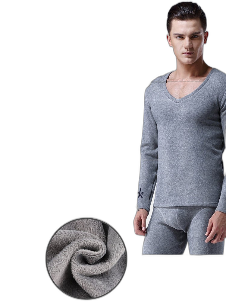 V-Neck Thermal Underwear With Fleece Lined