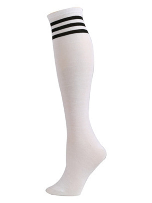 Striped White Crew Sports Socks
