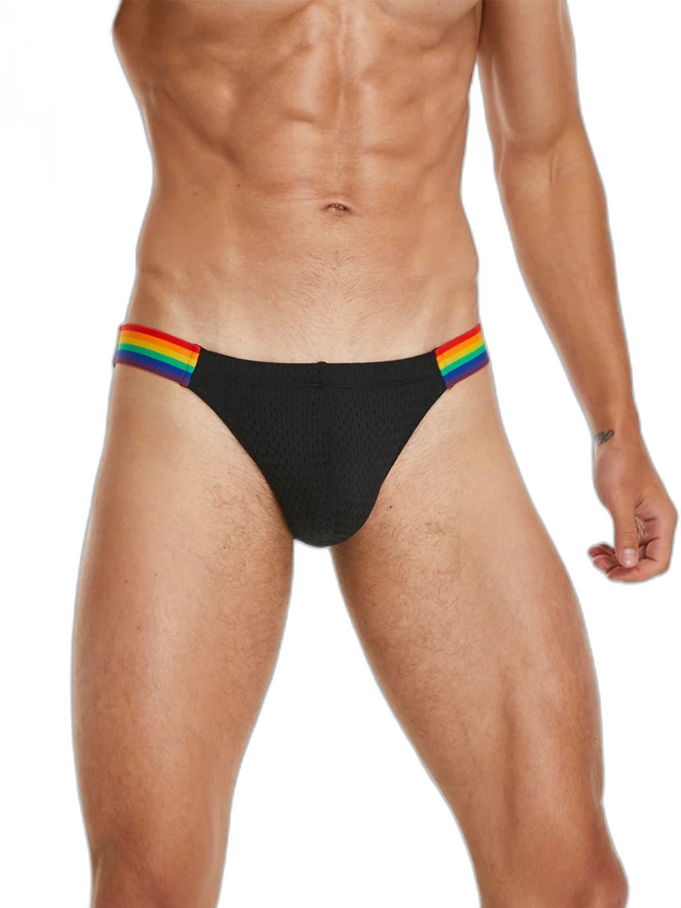 Men's Sexy Rainbow Pride Mesh Bikini
