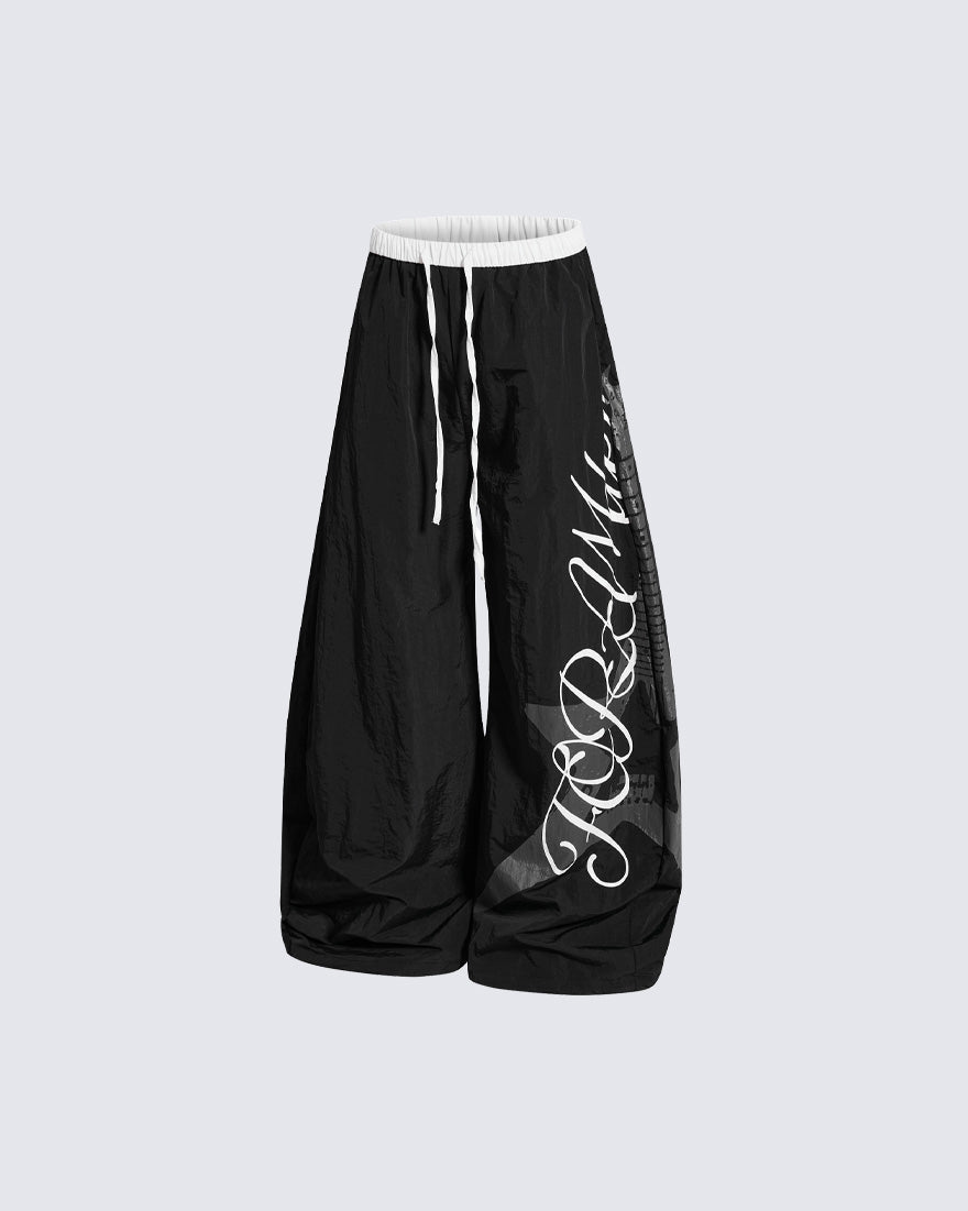 KIIKIO Sport Graphic Wide-Leg Track Pants