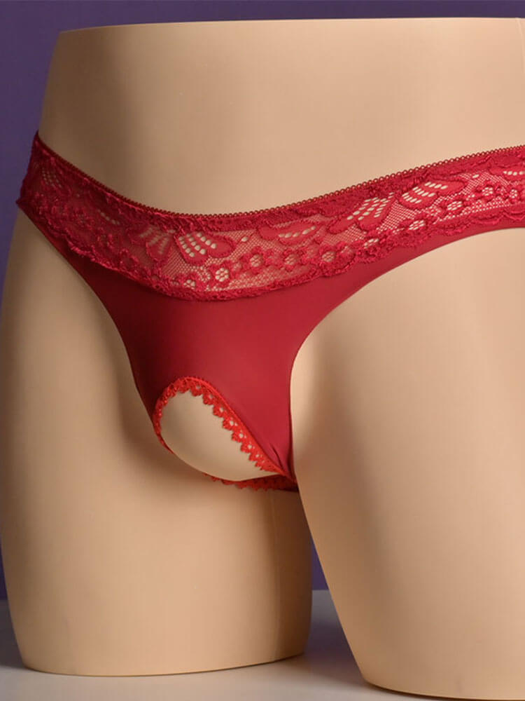Men's Romantic Lace No Take Off Low-Rise Briefs