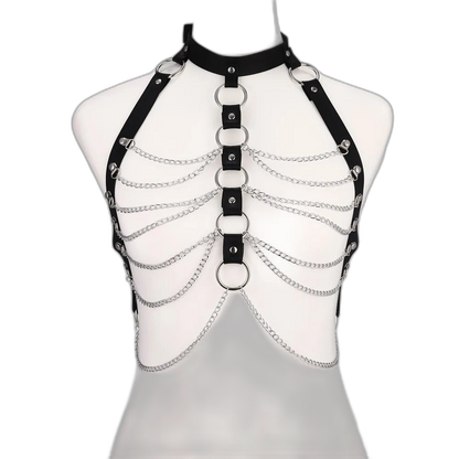 HoloGlam Punk Leather Harness Top