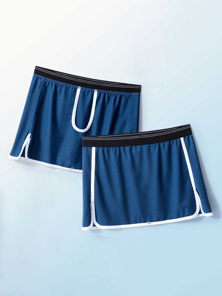 Men's Gun Bullet Separation Crotchless Skirt Trunks