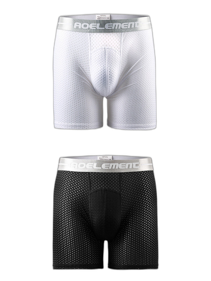 2 Pack Mesh Ice Silk Moisture Wicking Sport Boxer Underwear