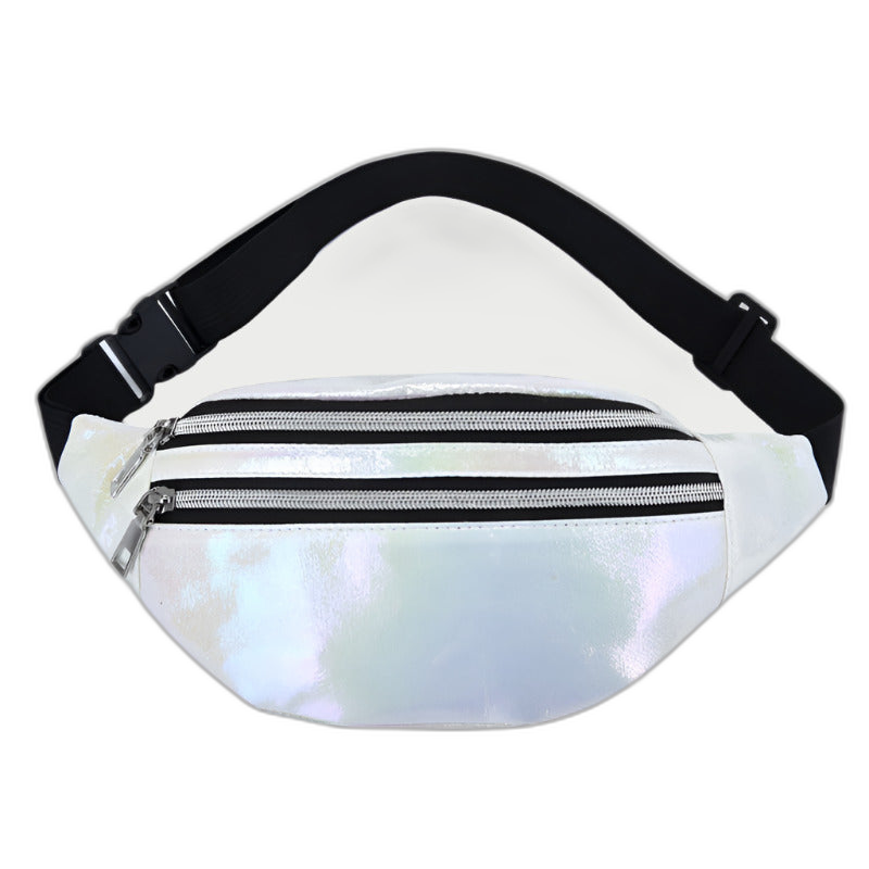 Double Pocket Holographic Waist Bag