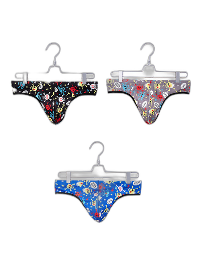 3 Pack Men's Skull Print Thong - Edgy & Sexy