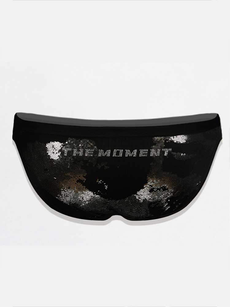 Men's Shiny Sequin Half-Wrap Bikini Swim Briefs