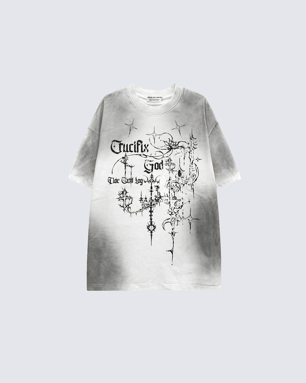 KIIKIO Gothic Gradient Cross Graphic Oversized Tee