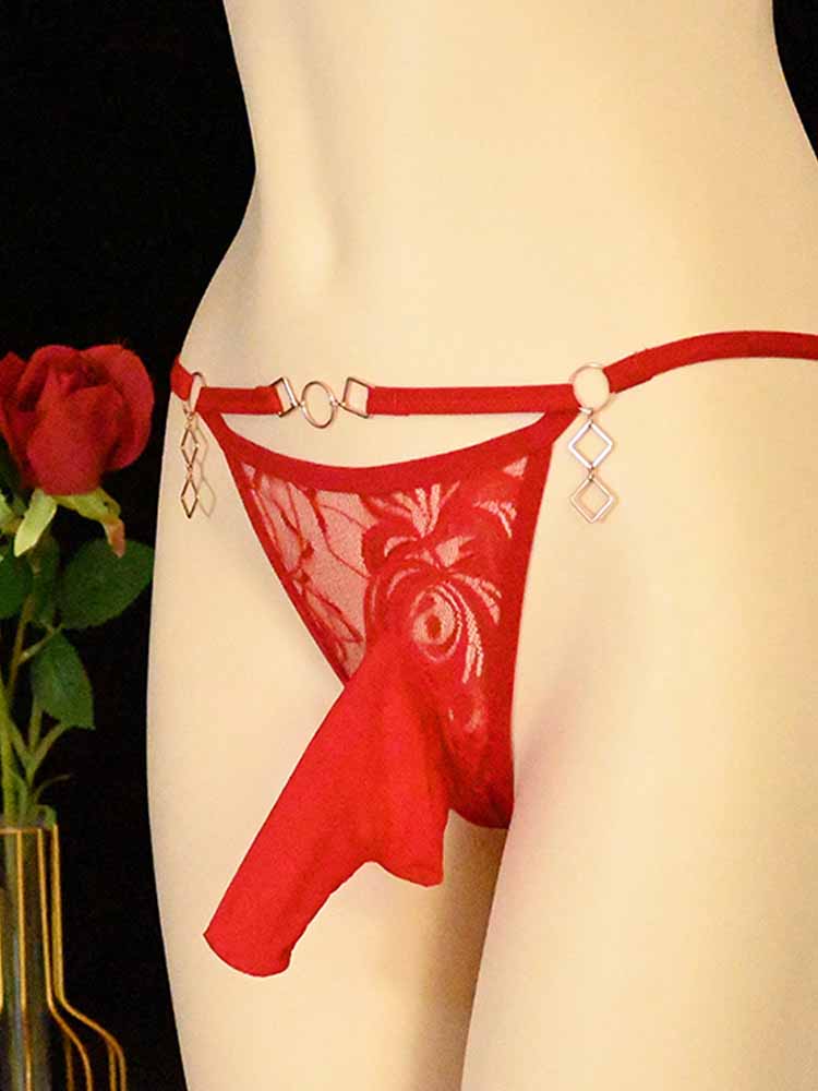 Men's Sexy Cock Sock Closed Lace Thong