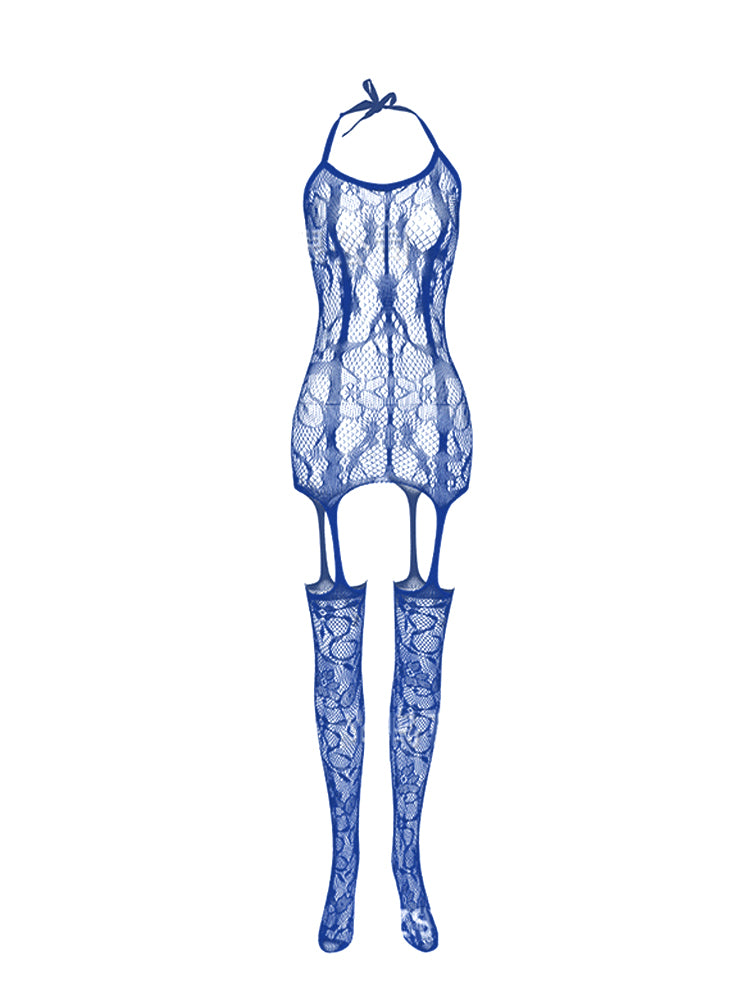 Erotic Open Crotch Jacquard Bodysuit 