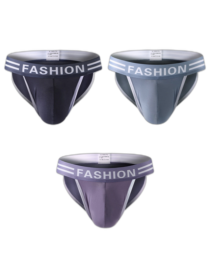 3 Pack Men's High-Cut Sexy Comfortable U-Convex Breathable Briefs