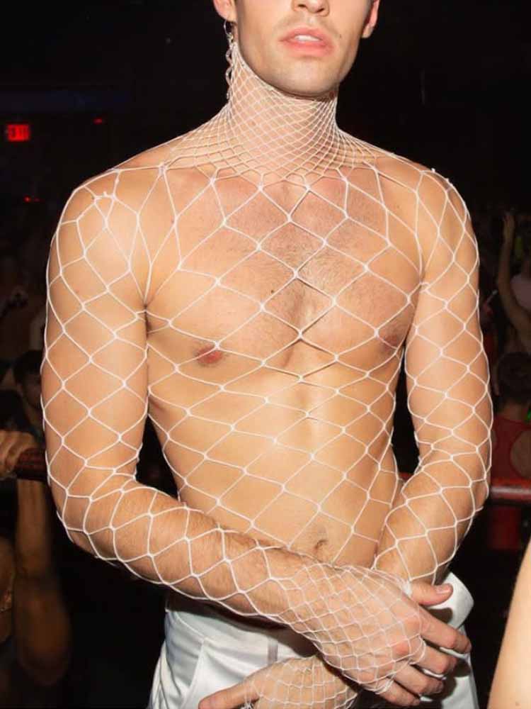 High Neck Long Sleeve Fishnet Bodysuit