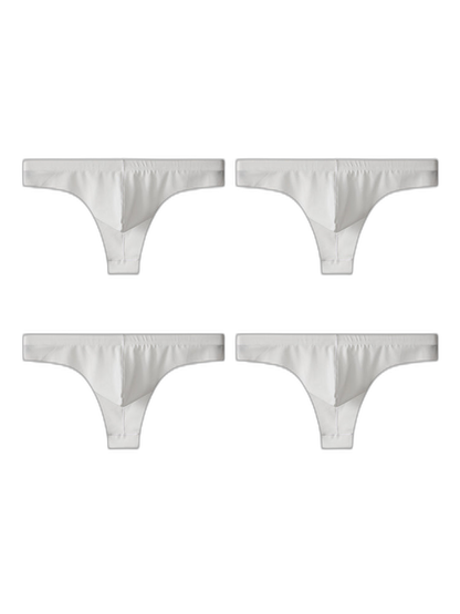4-Pack Men's Seamless Solid Color Stretch Fit Ice Silk Thong