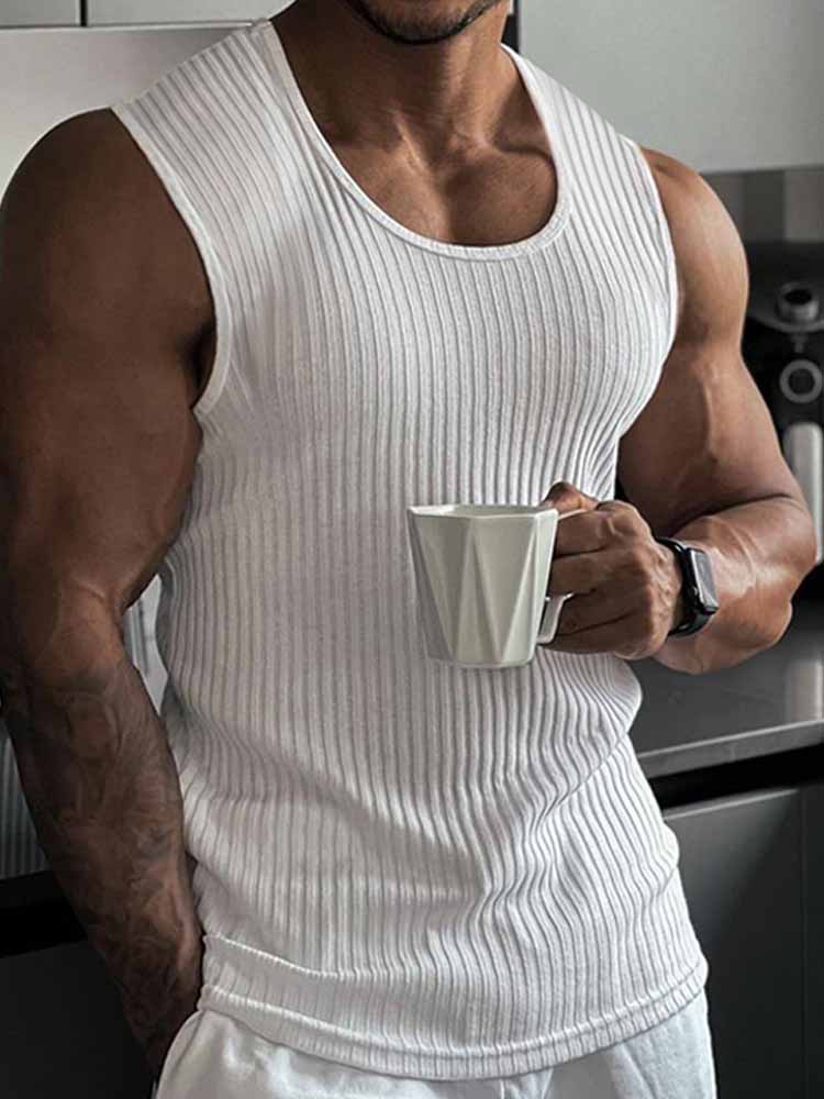 Summer Knitted Sleeveless Wide Shoulder Tank Tops