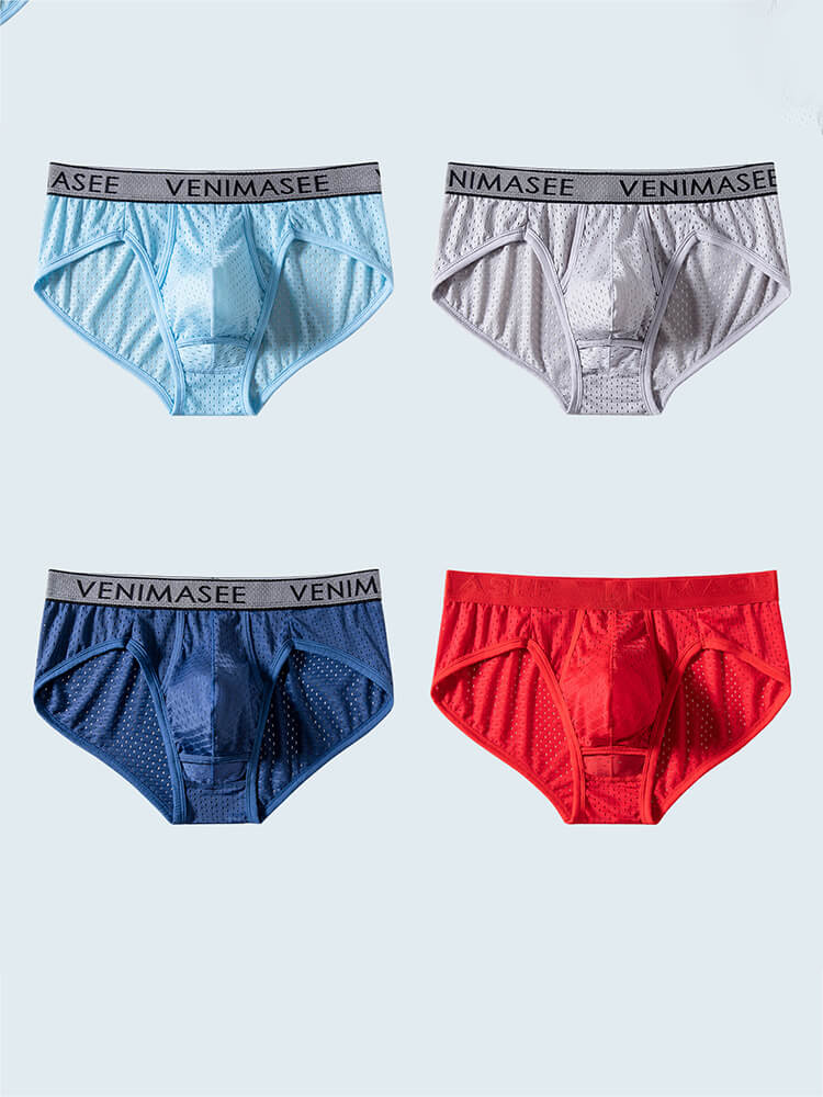 Men's Separated-Pouch Ice Silk Mesh Breathable Briefs