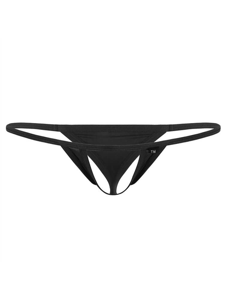 Men's Front Hollow Design Ice Silk Stretch Thong