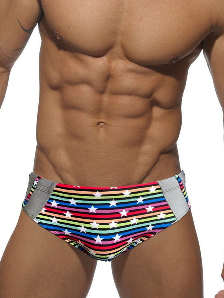 Silver Stud Rainbow Swim Briefs