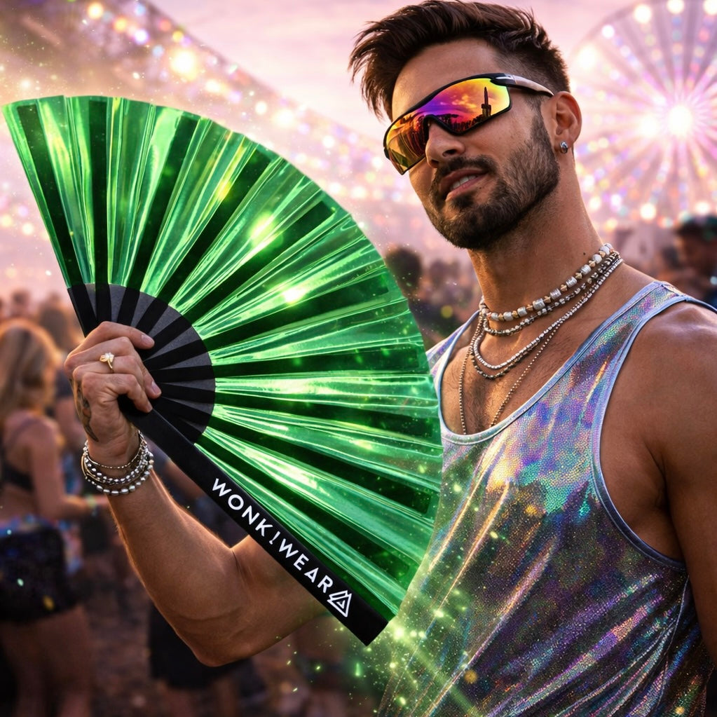 Emerald Ecstasy Iridescent XL Festival Fan