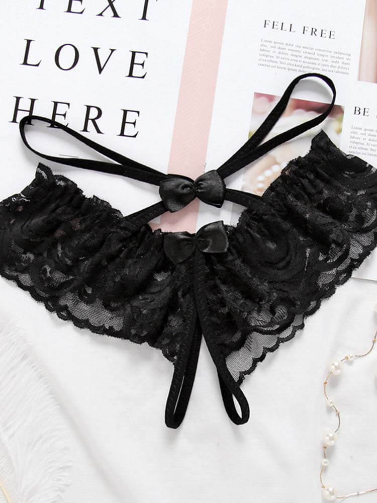 Men's Sexy Lace Bow Open-Crotch Briefs
