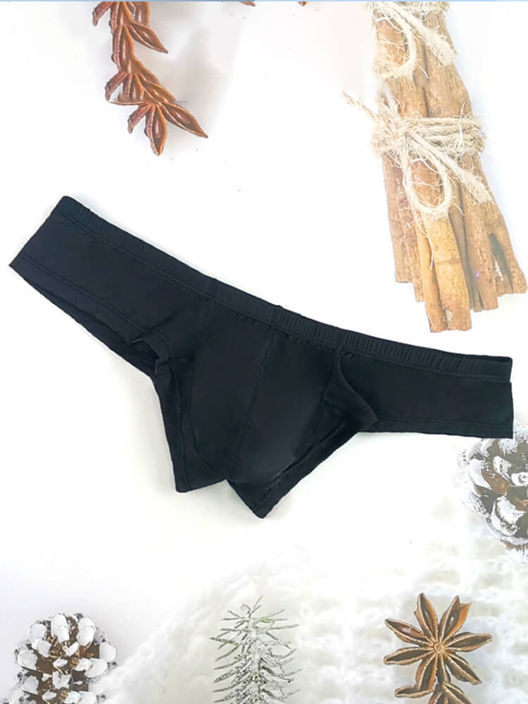 Men's Solid Black Breathable Ice-Silk Boxer Briefs